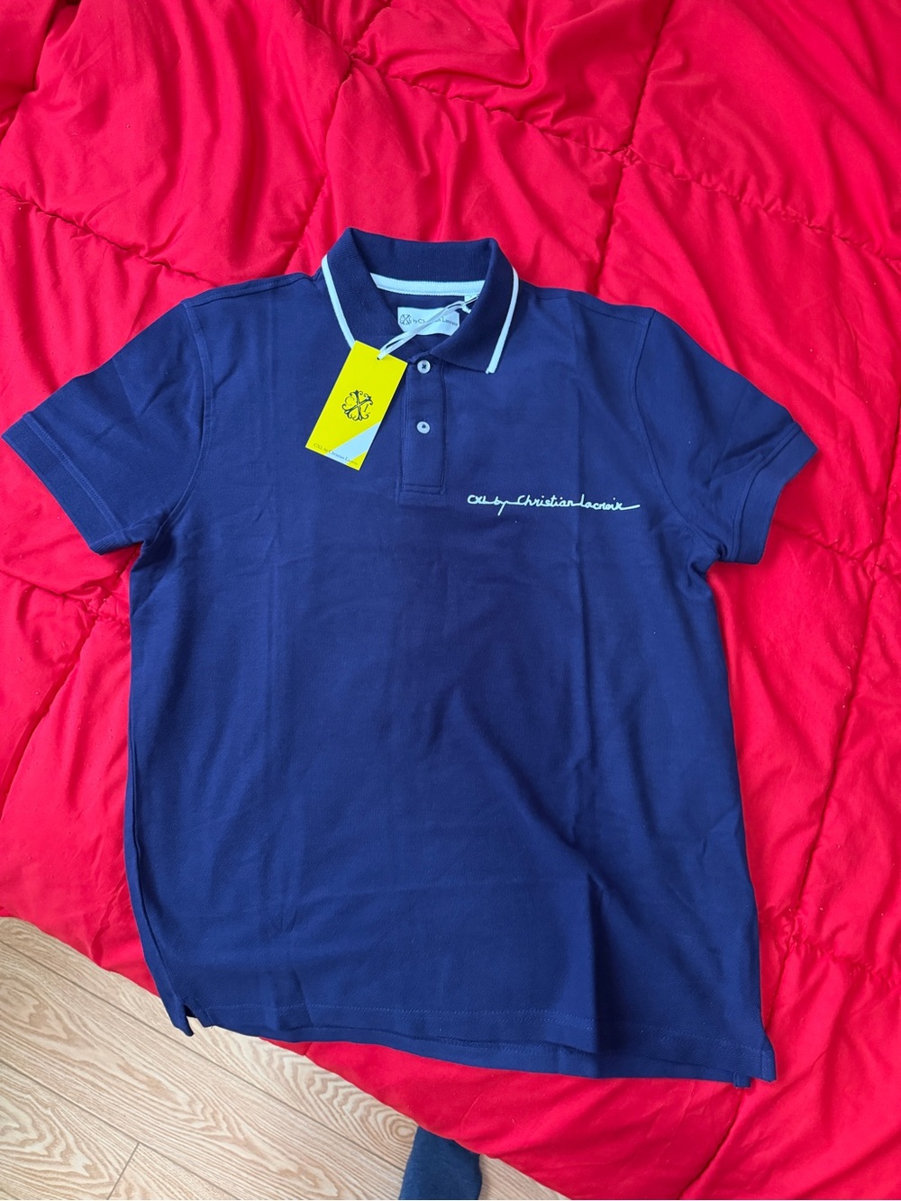 Christian Lacroix Navy Polo with White Script